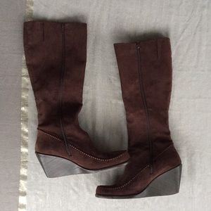 New! AEROSOLES Chocolate Brown Wedge Pump Boots